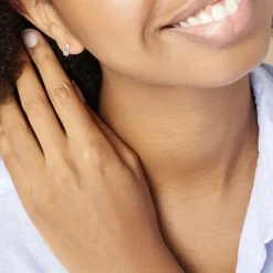 Boucles D'oreilles Pendantes Jordaine Or Blanc Oxydes-Histoire d'Or Online