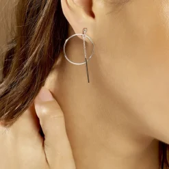 Boucles D'oreilles Pendantes Enissa Argent Blanc-Histoire d'Or