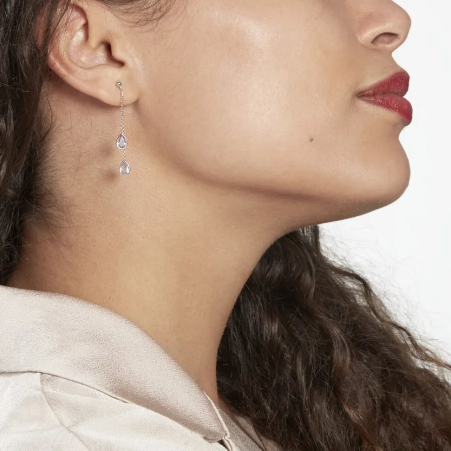 Histoire d'Or Boucles D'oreilles Pendantes Djime Or Blanc Amethyste