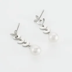 Boucles D'oreilles Pendantes Giacobbe Argent Blanc Perle De Culture-Histoire d'Or Discount