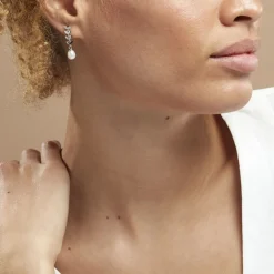 Boucles D'oreilles Pendantes Giacobbe Argent Blanc Perle De Culture-Histoire d'Or Discount