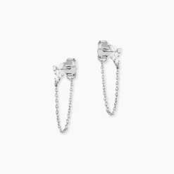 Histoire d'Or Boucles D'Oreilles Pendantes Eclat d'Aurore Argent Blanc Oxyde De Zirconium