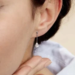 Boucles D'oreilles Pendantes Goutte Or Blanc Oxyde De Zirconium-Histoire d'Or Hot