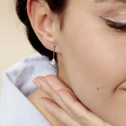 Boucles D'oreilles Pendantes Goutte Or Blanc Oxyde De Zirconium-Histoire d'Or Hot