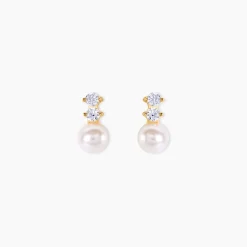 Boucles D'oreilles Pendantes Taima Or Jaune Perle De Culture-Histoire d'Or Sale