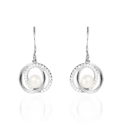 Histoire d'Or Boucles D'oreilles Pendantes Laury Argent  Perle De Culture Et Oxyde