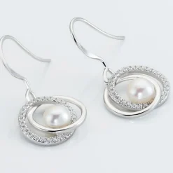 Histoire d'Or Boucles D'oreilles Pendantes Laury Argent  Perle De Culture Et Oxyde