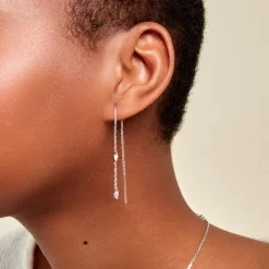 Boucles D'oreilles Pendantes Garsha Argent Blanc Oxyde De Zirconium-Histoire d'Or Best