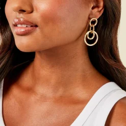 Histoire d'Or Boucles D'oreilles Pendantes Judie Acier Jaune