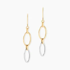 Histoire d'Or Boucles D'oreilles Pendantes Lucia Or Bicolore