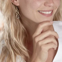 Histoire d'Or Boucles D'oreilles Pendantes Lucia Or Bicolore