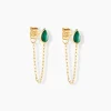 Histoire d'Or Boucles D'Oreilles Pendantes Ondée Or Jaune Malachite