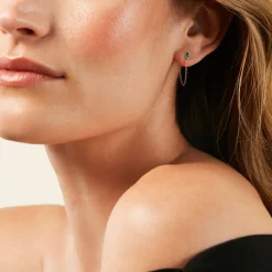 Histoire d'Or Boucles D'Oreilles Pendantes Ondée Or Jaune Malachite