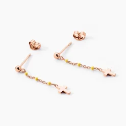 Histoire d'Or Boucles D'oreilles Pendantes Mimosa Argent Rose