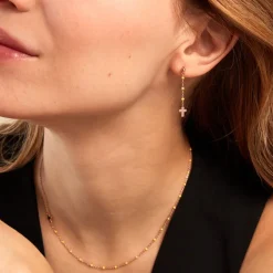 Histoire d'Or Boucles D'oreilles Pendantes Mimosa Argent Rose