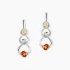 Histoire d'Or Boucles D'oreilles Pendantes Agneta Argent Blanc Ambre
