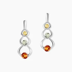 Histoire d'Or Boucles D'oreilles Pendantes Agneta Argent Blanc Ambre