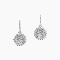 Boucles D'oreilles Pendantes Nyoko Argent Blanc Labradorite-Histoire d'Or Discount