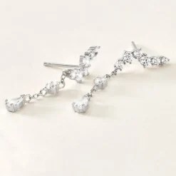 Boucles D'oreilles Pendantes Lir Argent Blanc Oxyde De Zirconium-Histoire d'Or New