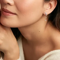 Boucles D'oreilles Pendantes Lir Argent Blanc Oxyde De Zirconium-Histoire d'Or New