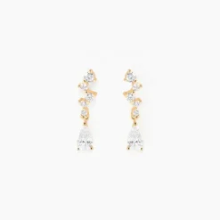 Boucles D'oreilles Pendantes Cegolene Or Jaune Oxyde De Zirconium-Histoire d'Or