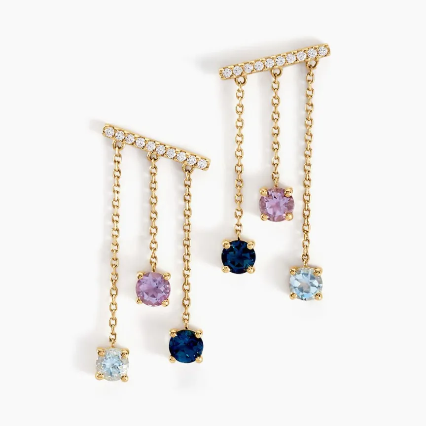 Boucles D'oreilles Pendantes Universe Or Jaune Topaze Améthyste-Histoire d'Or Sale