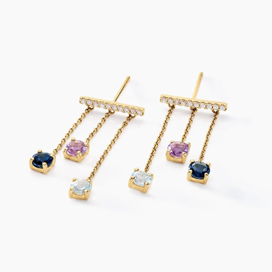 Boucles D'oreilles Pendantes Universe Or Jaune Topaze Améthyste-Histoire d'Or Sale