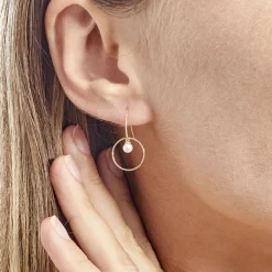 Histoire d'Or Boucles D'oreilles Pendantes Salvine Or Jaune Perle De Culture