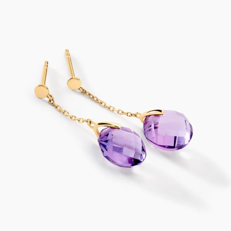 Histoire d'Or Boucles D'oreilles Pendantes Ludmille Or Jaune Amethyste