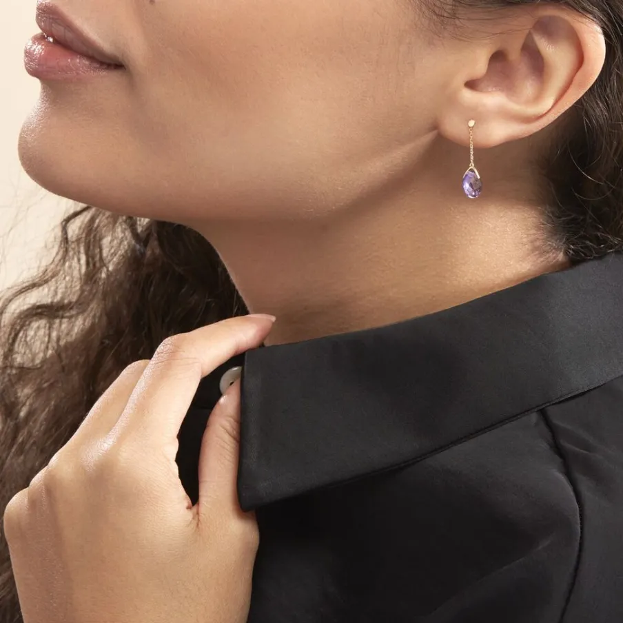 Histoire d'Or Boucles D'oreilles Pendantes Ludmille Or Jaune Amethyste