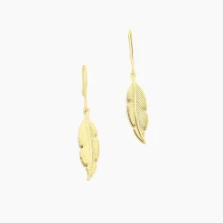 Histoire d'Or Boucles D'oreilles Pendantes Indian Nature Feuilles Or Jaune