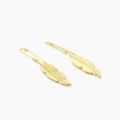 Histoire d'Or Boucles D'oreilles Pendantes Indian Nature Feuilles Or Jaune