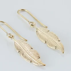 Histoire d'Or Boucles D'oreilles Pendantes Indian Nature Feuilles Or Jaune