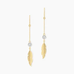 Histoire d'Or Boucles D'oreilles Pendantes Powoo Or Jaune Strass