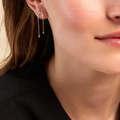 Histoire d'Or Boucles D'oreilles Pendantes Falling Star Or Jaune Oxyde De Zirconium