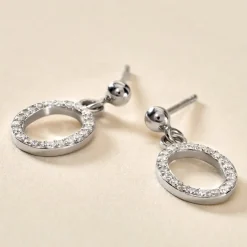 Histoire d'Or Boucles D'oreilles Pendantes Kimber Argent Blanc Oxyde De Zirconium