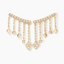 Histoire d'Or Boucles D'oreilles Pendantes Eclat D'etoile Or Jaune Oxyde