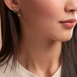 Histoire d'Or Boucles D'oreilles Pendantes Eclat D'etoile Or Jaune Oxyde