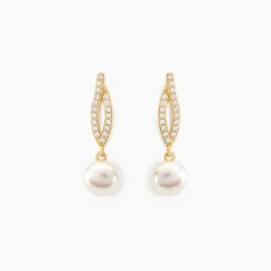 Histoire d'Or Boucles D'oreilles Pendantes Tesnimae Or Jaune Oxyde Perle De Culture