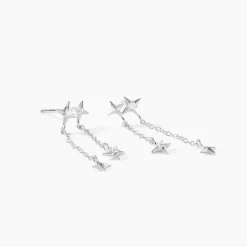 Histoire d'Or Boucles D'oreilles Pendantes Astre Precieux Argent Blanc Oxyde