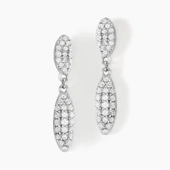 Boucles D'oreilles Pendantes Tiwa Argent Blanc Oxyde De Zirconium-Histoire d'Or Sale