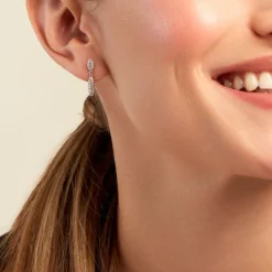 Boucles D'oreilles Pendantes Tiwa Argent Blanc Oxyde De Zirconium-Histoire d'Or Sale