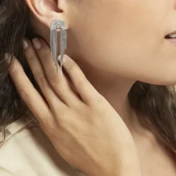 Boucles D'oreilles Pendantes Jakarta Argent Blanc-Histoire d'Or Discount