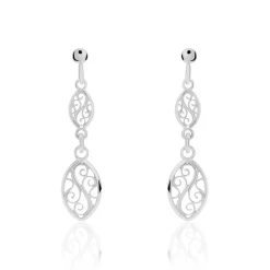 Boucles D'oreilles Pendantes Mahee Argent Blanc-Histoire d'Or Discount
