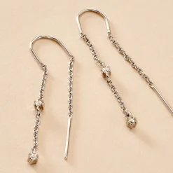 Histoire d'Or Boucles D'oreilles Pendantes Garsha Argent Blanc Oxyde De Zirconium