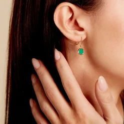 Histoire d'Or Boucles D'oreilles Pendantes Florica Or Jaune Malachite