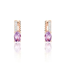 Histoire d'Or Boucles D'oreilles Pendantes Frannie Or Rose Amethyste Et Oxyde