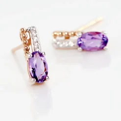 Histoire d'Or Boucles D'oreilles Pendantes Frannie Or Rose Amethyste Et Oxyde