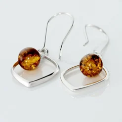 Boucles D'oreilles Pendantes Iva Argent Blanc Ambre-Histoire d'Or Outlet