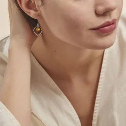 Boucles D'oreilles Pendantes Iva Argent Blanc Ambre-Histoire d'Or Outlet